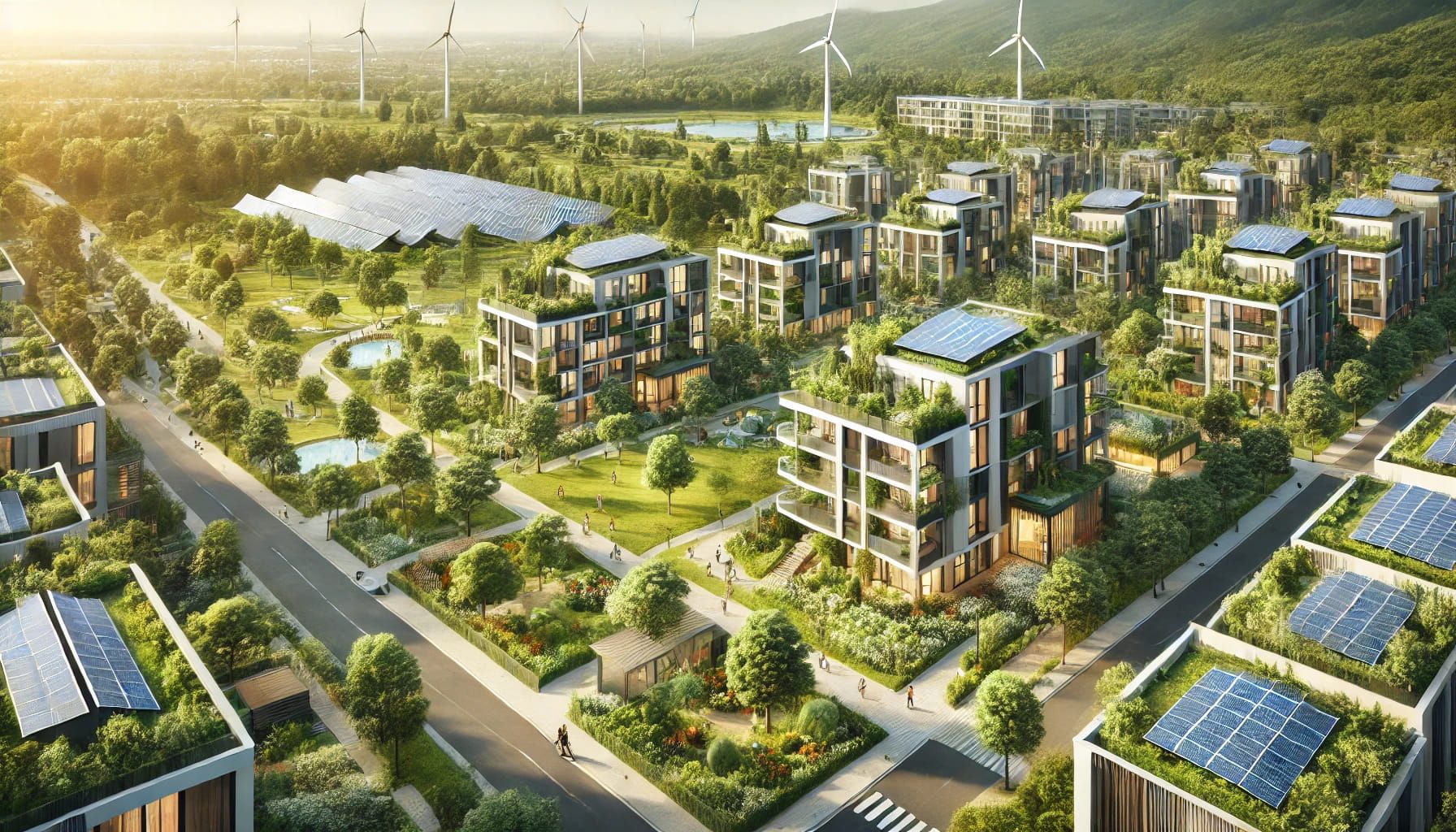 A modern, eco-friendly residential development that emphasizes sustainability and green technologies. The image showcases energy-efficient buildings.jpg