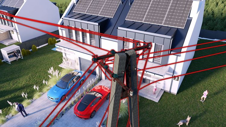 wizualizacja osiedla premium i linie energetyczne na 1 planie
