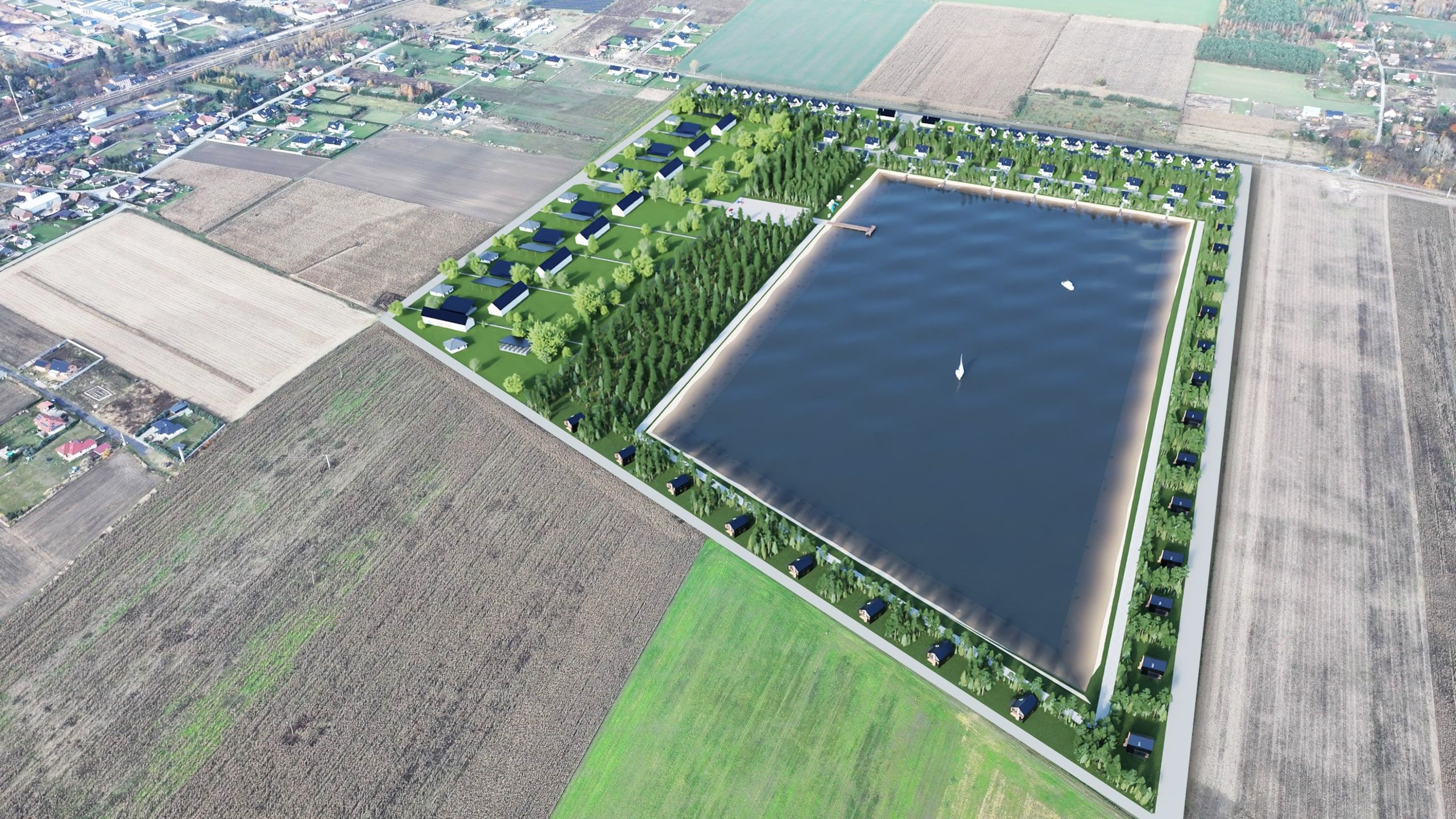 Wizualizacje 3D z lotu ptaka ośrodek wypoczynkowy resort