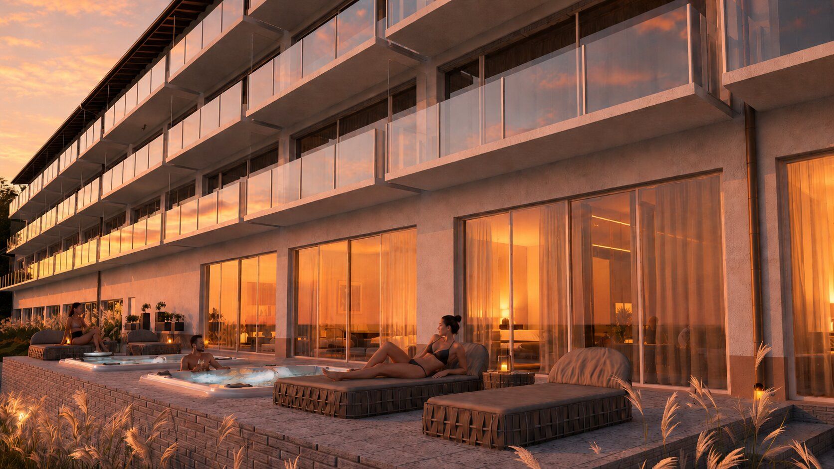 3D-Visualisierung des Hotels „Sonnenuntergang“