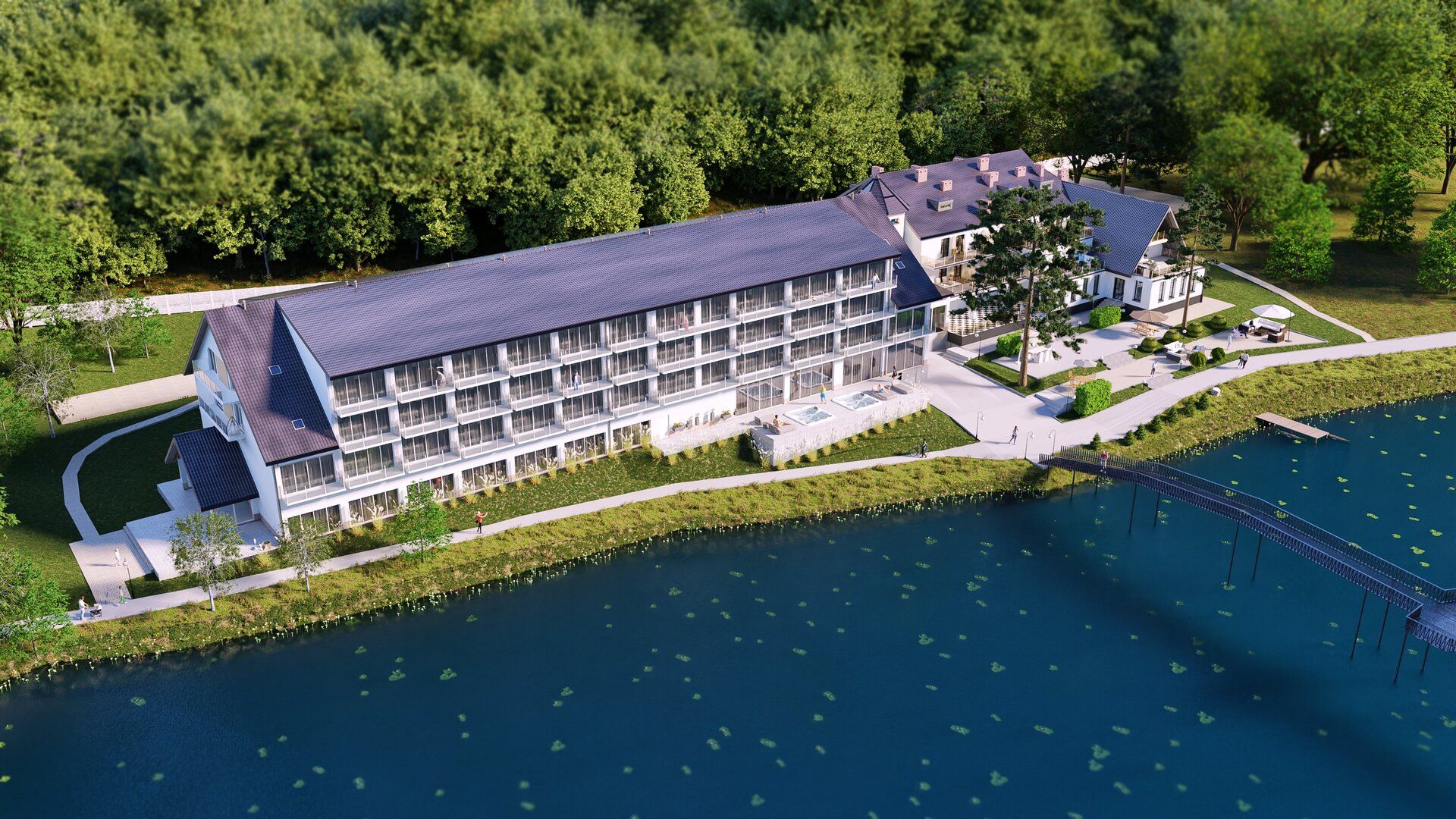 3D visualization of lakeside hotels: a bird's-eye view of the lake