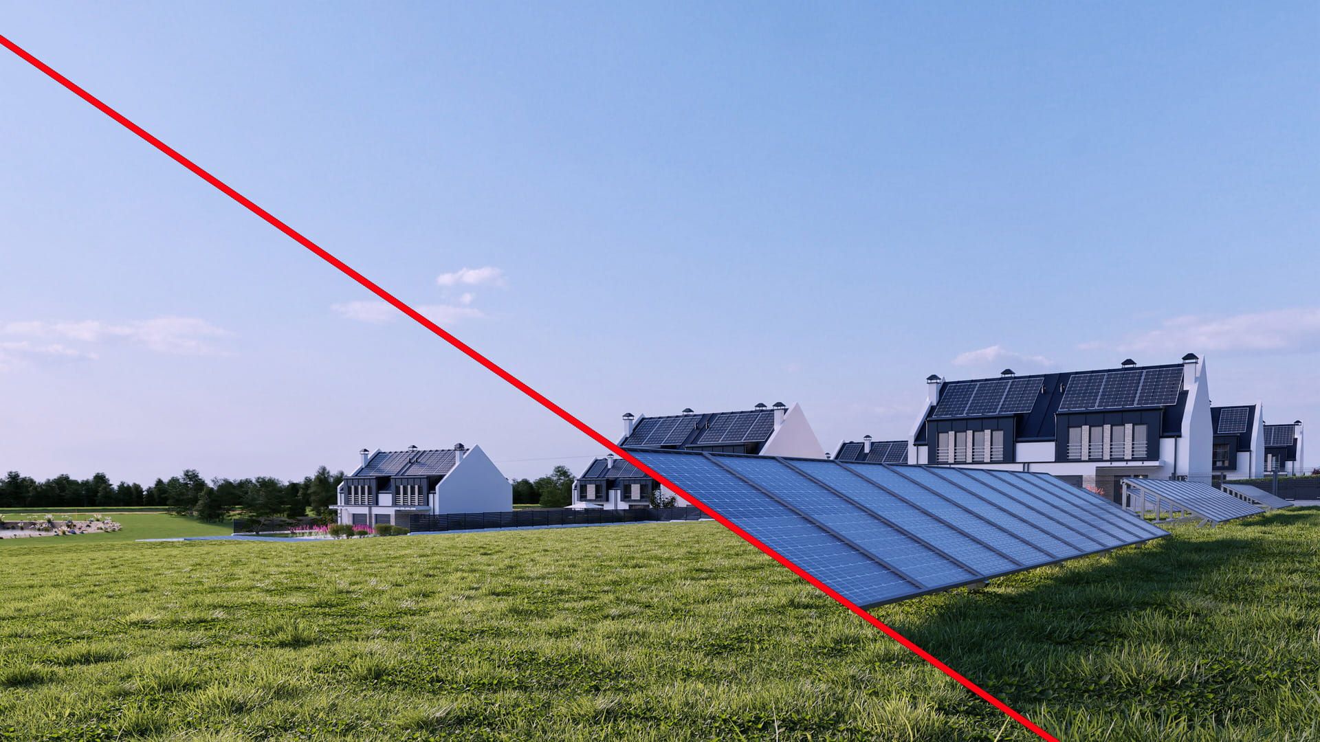 Vergleich: Visualisierung der Wohnanlage und Stromleitungen