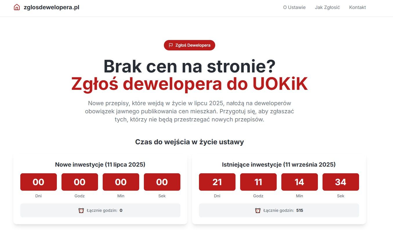 Zgłoś dewelopera uokik